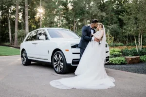 Elite Town Car Services wedding limo fleet in Houston featuring Cadillac, Mercedes, Escalade, and stretch limousines