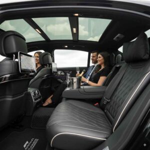 Luxury car service interior for Formula 1 transportation in Austin