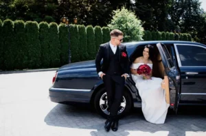 Wedding chauffeur service in Houston with luxury black car