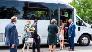 Wedding shuttle bus rental in Houston for guests and bridal parties