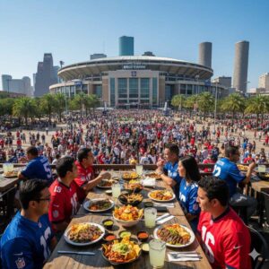 “NRG Stadium Houston with nearby restaurants and local food