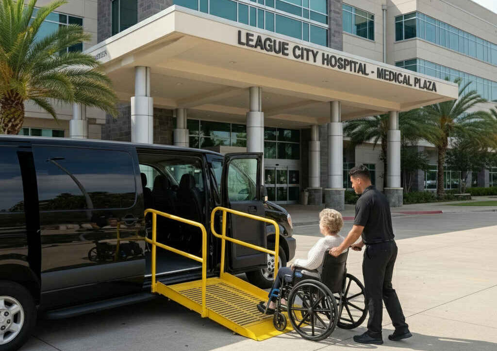 Wheelchair transportation service at Clear Lake Regional Medical Center in League City