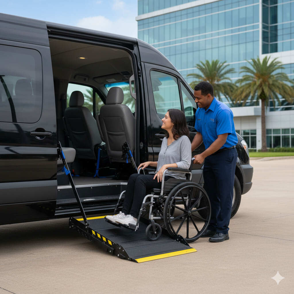 Wheelchair transportation in Richmond TX with ADA-compliant van