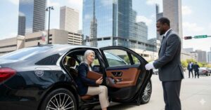 Elite Town Car Services luxury black sedan providing executive chauffeur service in Houston