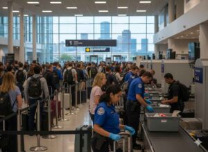 Long security lines at Houston airport due to new ID requirements in 2026