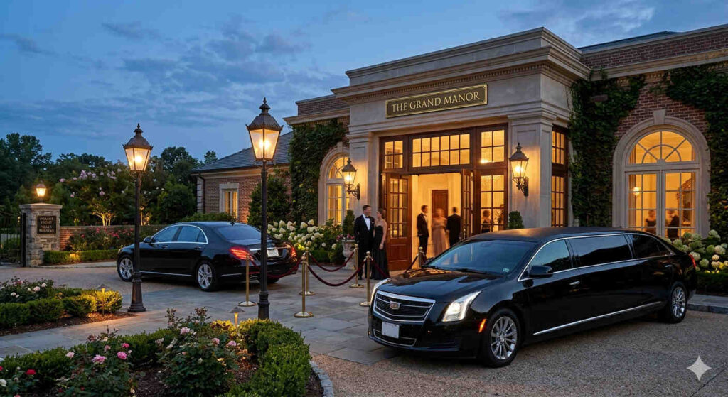 Houston limo service fleet with stretch limousine and luxury sedan