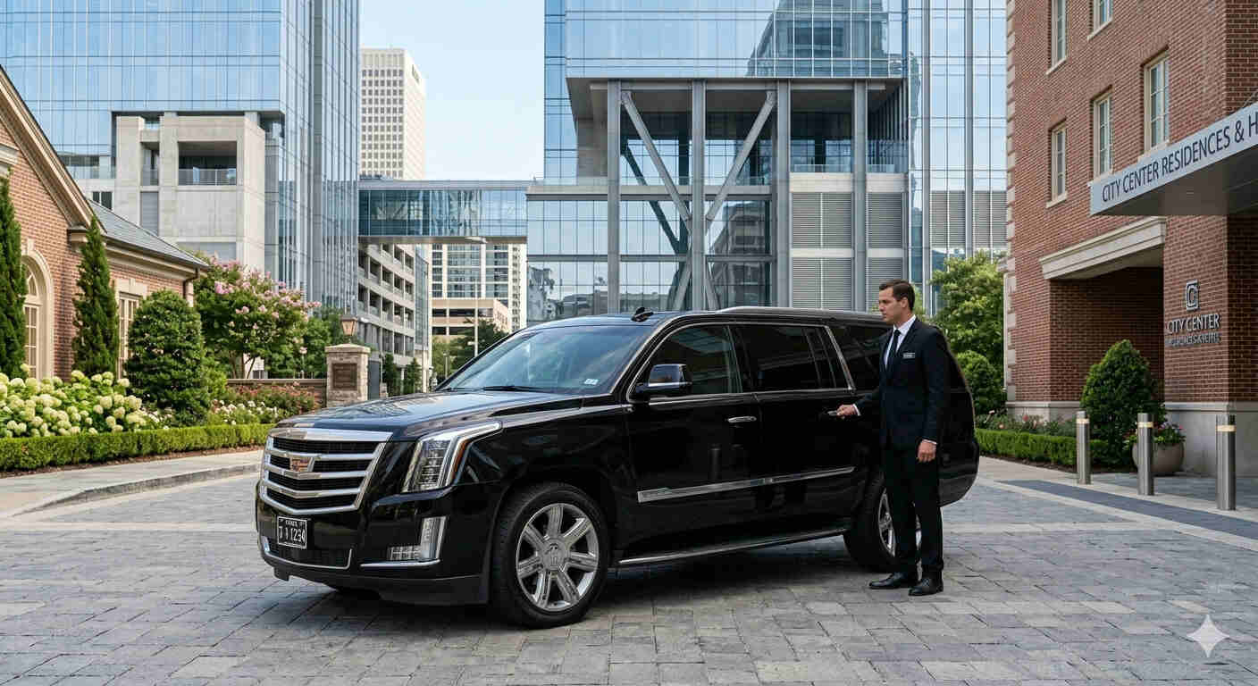 Black Cadillac Escalade ESV luxury SUV limo service in Houston
