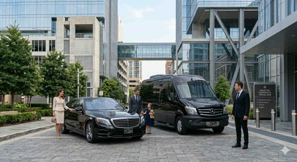 Private car service sedan and group Sprinter van in Houston
