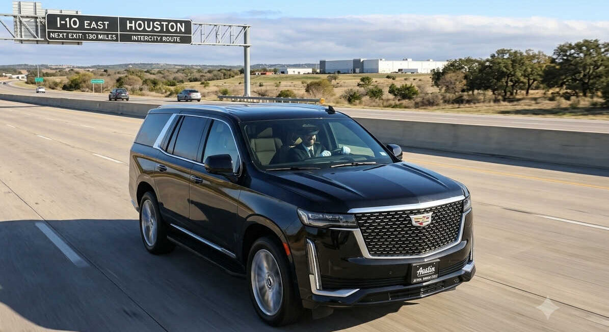 Car service from Austin to Houston in a chauffeured luxury sedan