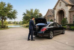Professional chauffeur at Cinco Ranch Katy residence for door-to-door IAH airport pickup